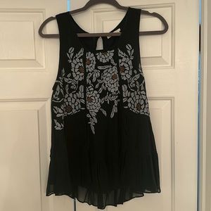 Green Floral Tank Blouse